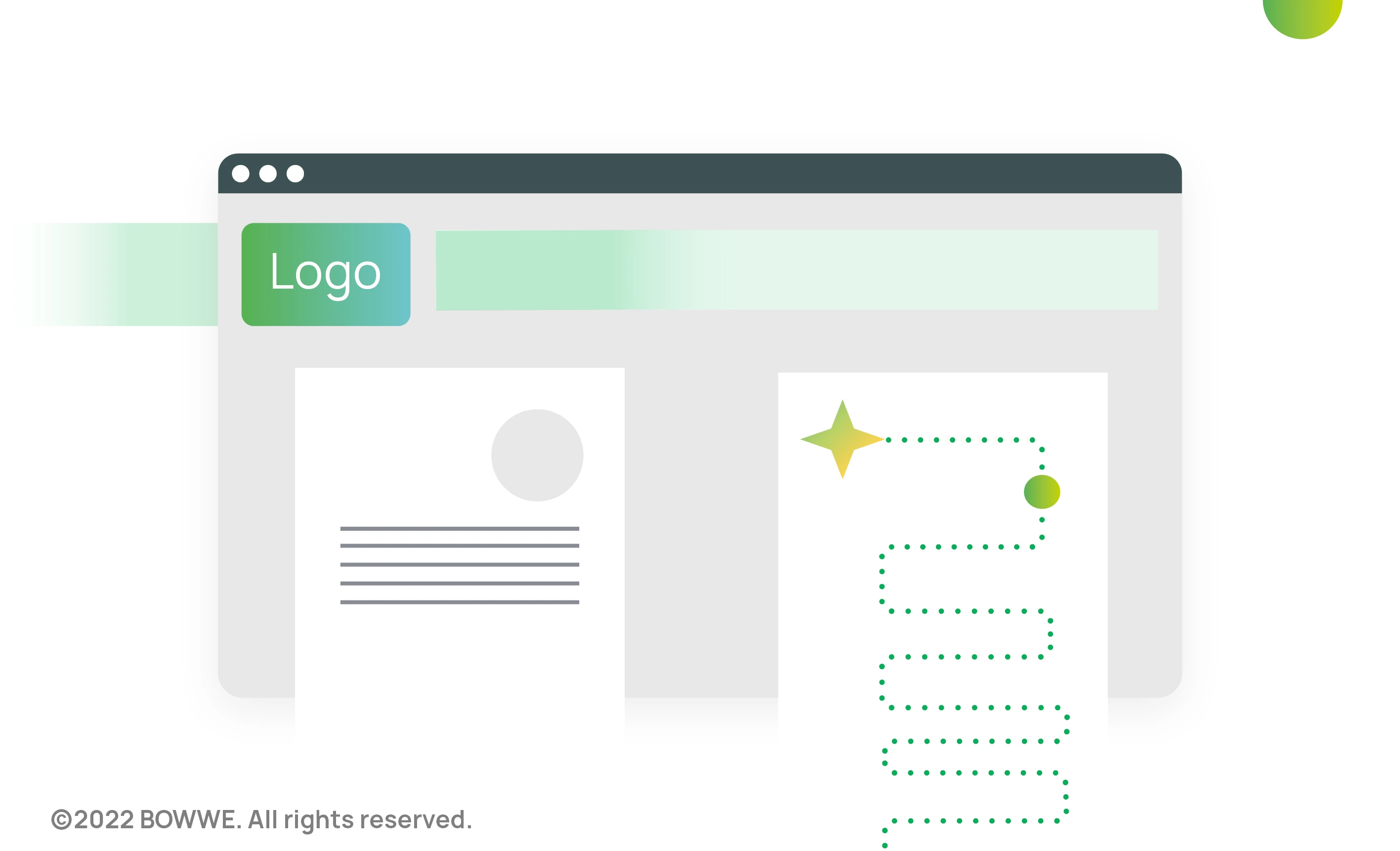 Grafika z układem landing page i logo
